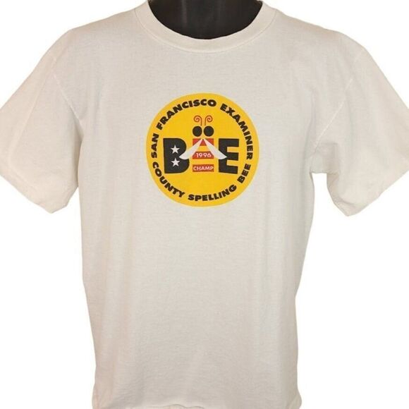 County Spelling Bee T Shirt Vintage 90s 1996 San Francisco Examiner Made In USA - Picture 1 of 9